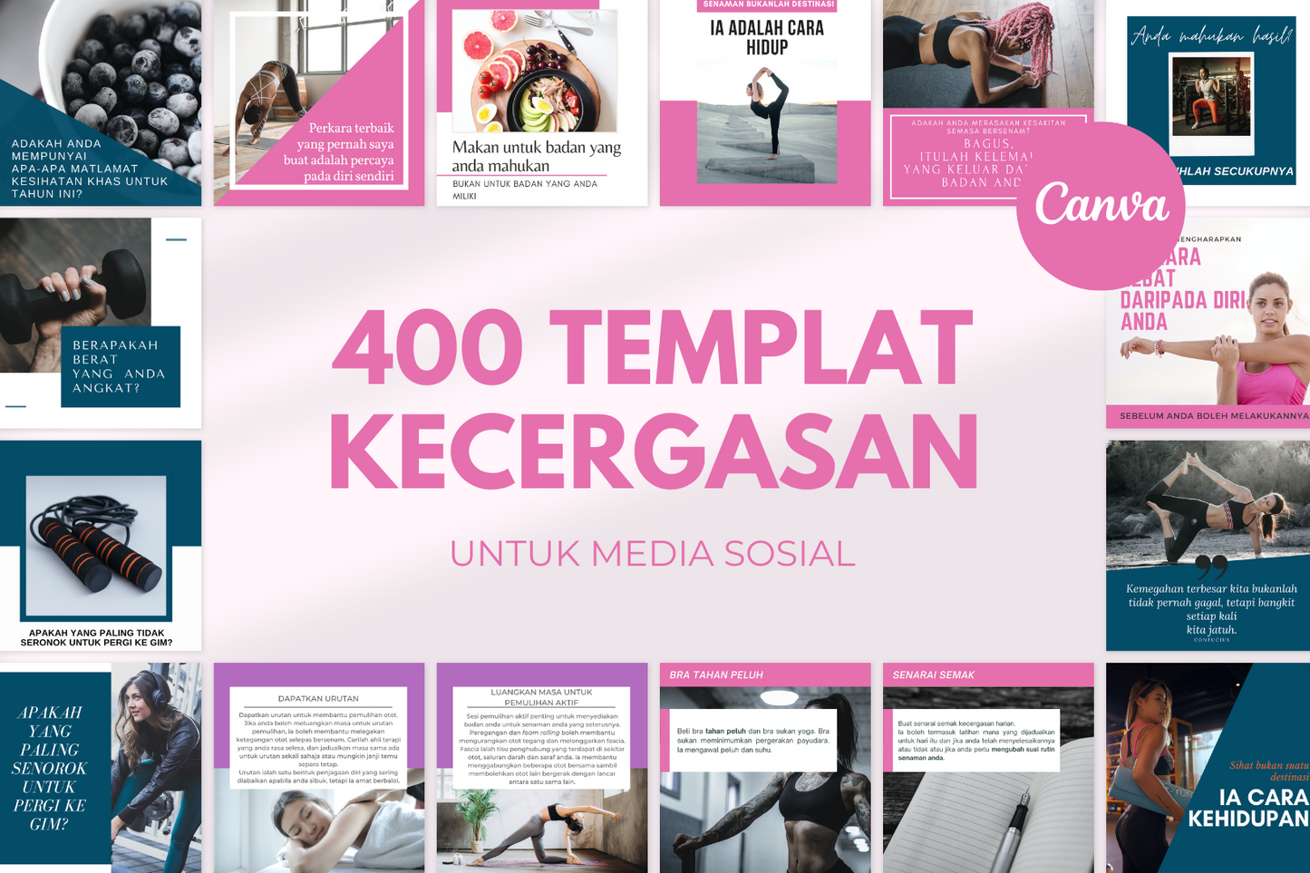 400 Templat Kecergasan Premium untuk Media Sosial Wanita